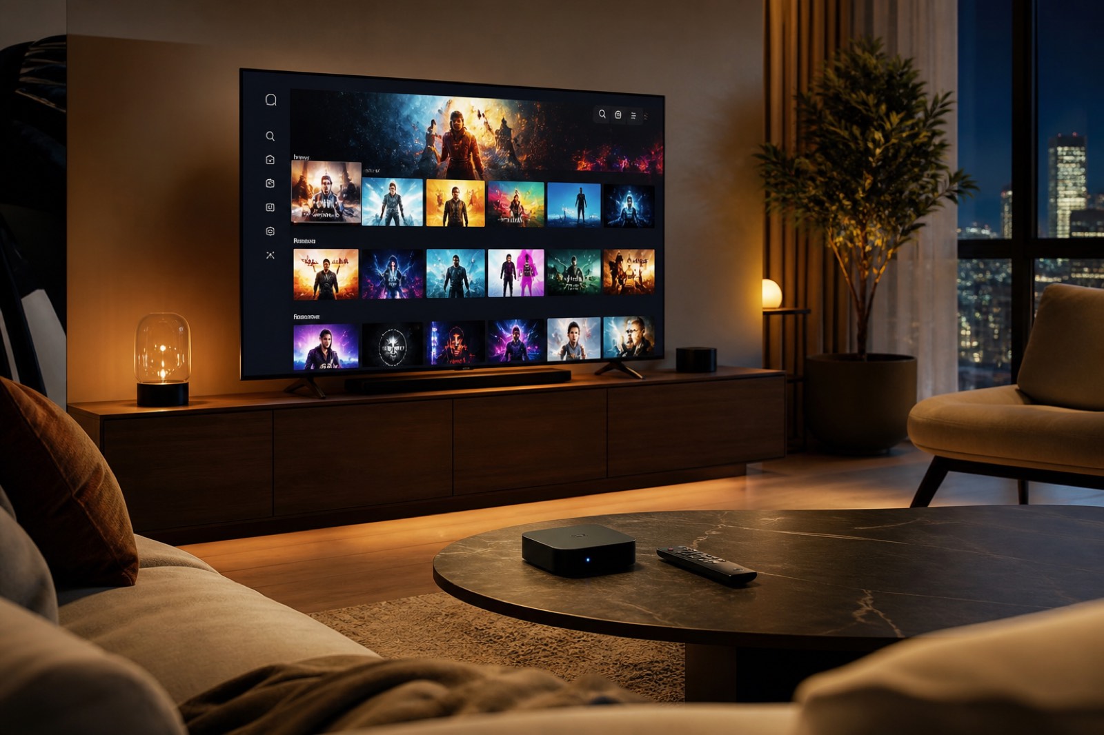 Smart TV dengan antarmuka streaming HD dan 4K